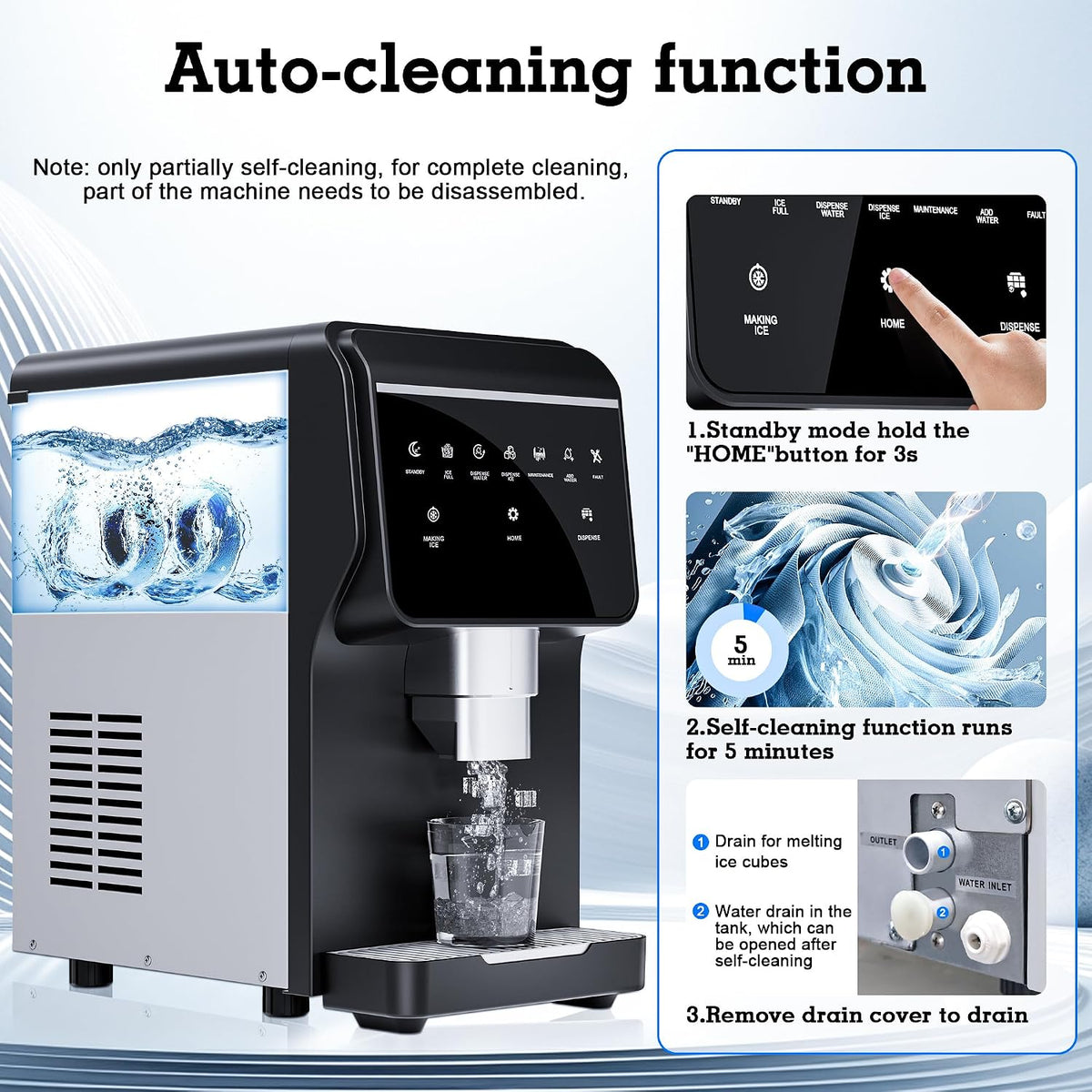 Nugget Ice Maker Countertop 80LB/24H with Water Dispenser