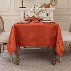 Fall Jacquard Rectangle Tablecloth, 60 x 120 Inch Burnt Orange