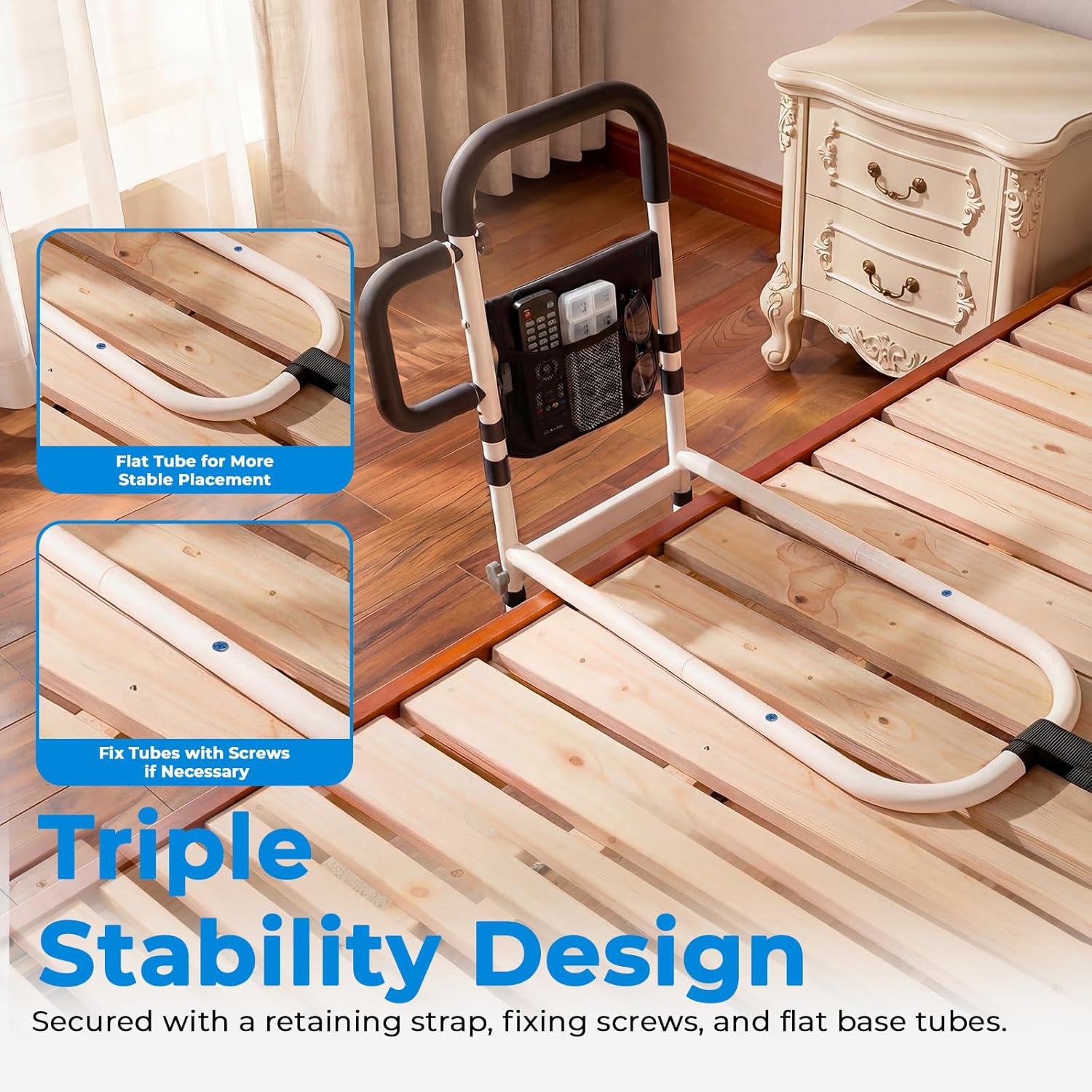 Bed Rails for Elderly Adults Safety, ASTM Certified Bed Rail for Seniors with Motion Sensor Light, Non-Slip Handle &