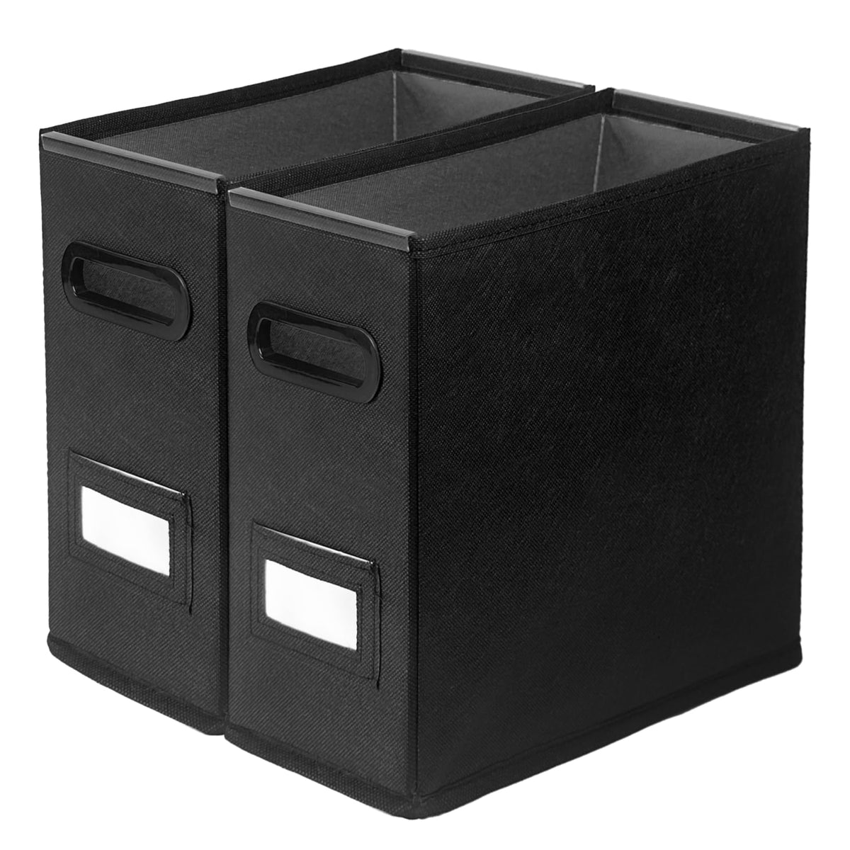 2 Pack Collapsible File Storage Box for Letter Size Documents, Portable File Organizer Box with Plastic Rails and