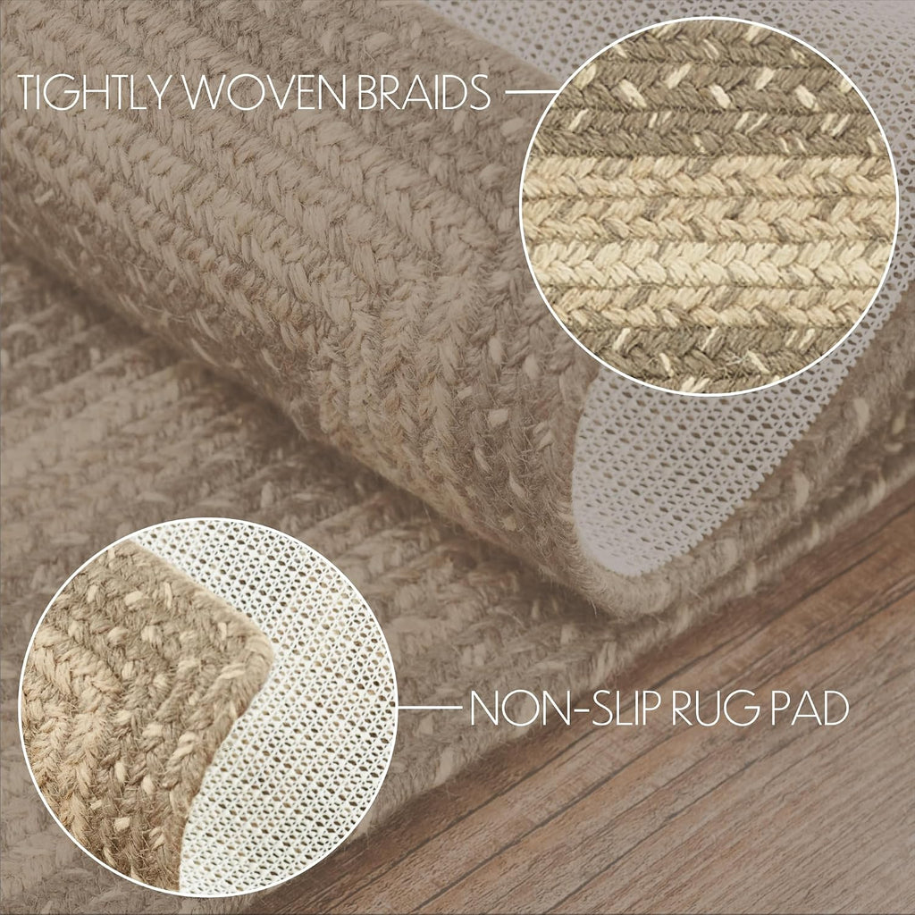 Cobblestone Stair Tread, Jute Blend, Oval, Tan Grey White, 8.5 x 27 inches