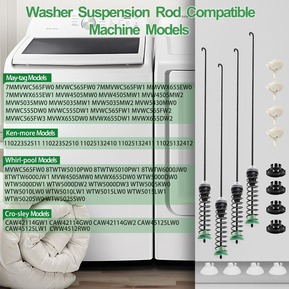MVWC565FW3 MVWC555DW MVWC565FW WTW5000DW Washer Suspension Rods