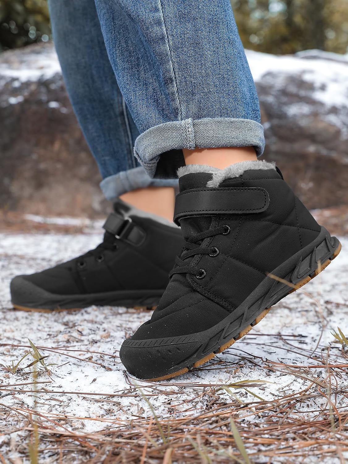 Boys Snow Boots Winter Waterproof Slip Resistant Cold Weather Shoes（Little Kid/Big Kid