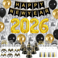 New Years Eve Party Supplies 2026 New Years Decorations Happy New Year Banner 2026 Balloons Hats Glasses Tiaras