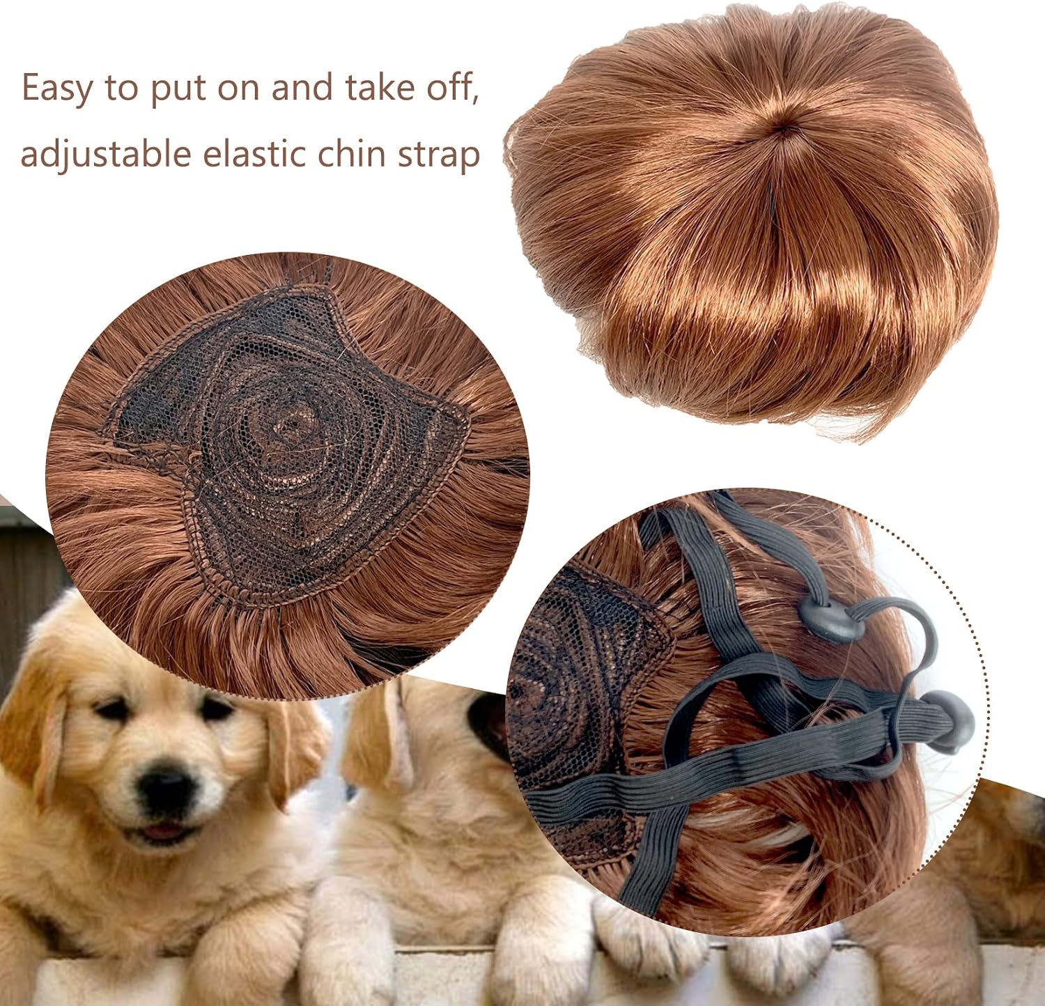 Dog Wig Pet Costumes, Cat Costume Synthetic Accessories Small Dog Headwear for Halloween Christmas Eve Festival Party