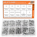 HELIFOUNER 250 Pieces #6-32 x 3/16" 1/4" 5/16" 3/8" 1/2" 5/8" 3/4" 1", Hex Socket Head Cap Screws Bolts Washers Nuts Kit, Coarse Thread, Fully Machine Threaded, 304 Stainless Steel