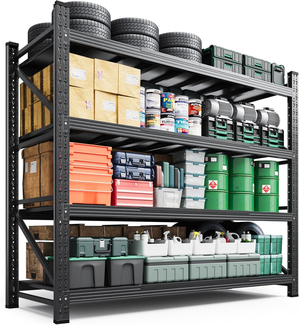 3000LBS Storage Shelves Heavy Duty,70" H Garage Shelving Units, 4 Tier Adjustable Utility Rack Shelf,Large Metal