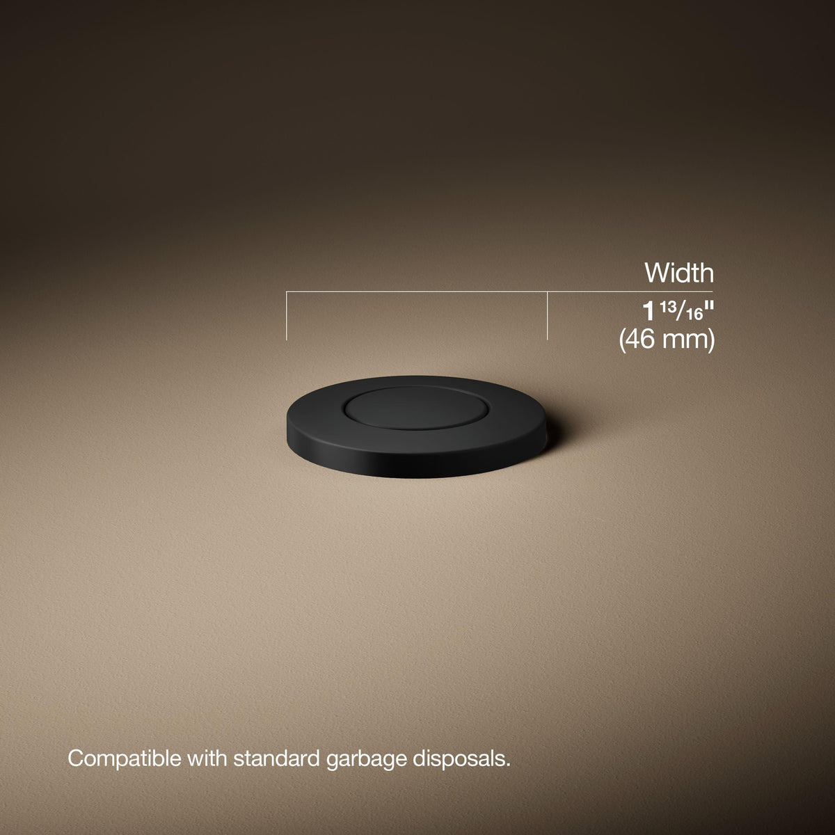 KOHLER 35726-BL K-35726-BL Garbage Disposal Air Switch Button, Matte Black