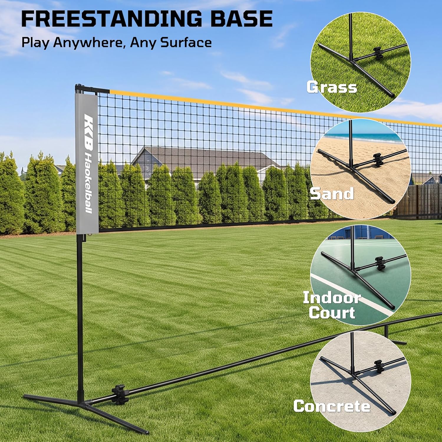 22FT Badminton Volleyball Pickleball Net, Adjustable Height | Backyard, Beach, Lawn, Outdoor, Indoor, Portable, Net