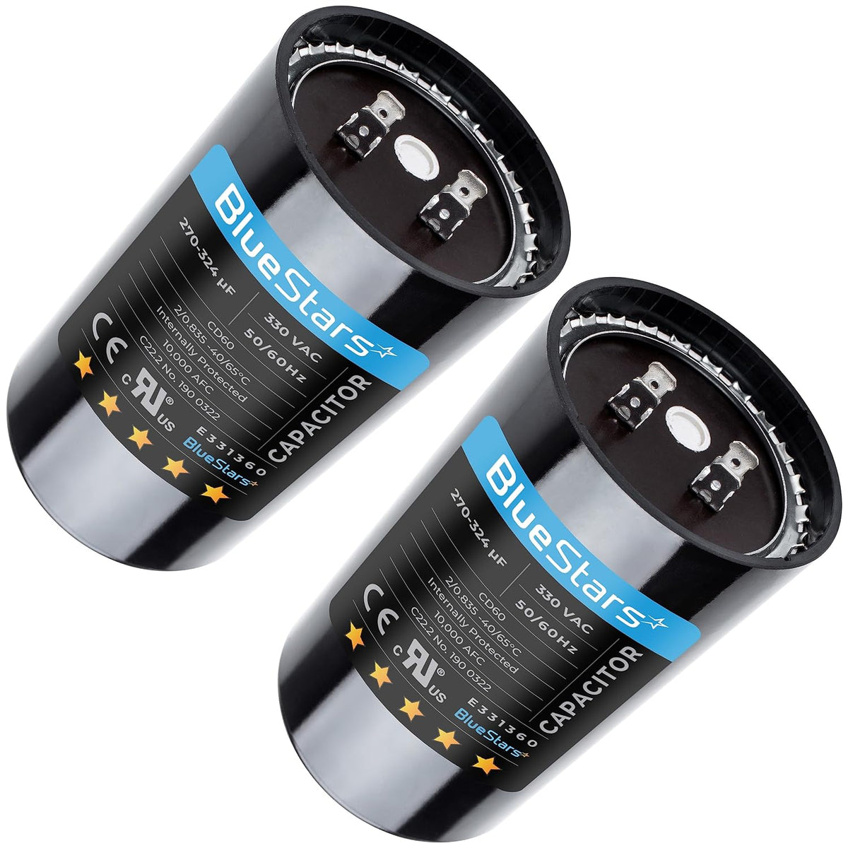 [2025 Upgraded] BlueStars 270-324 uF MFD 330 VAC Motor Start Capacitor
