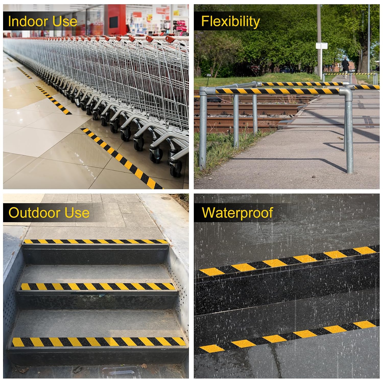Anti Slip Tape Yellow/Black 2" x 33Ft Warning Safety Grip Tape | Yellow-black warning anti-slip tape for steps, ramps