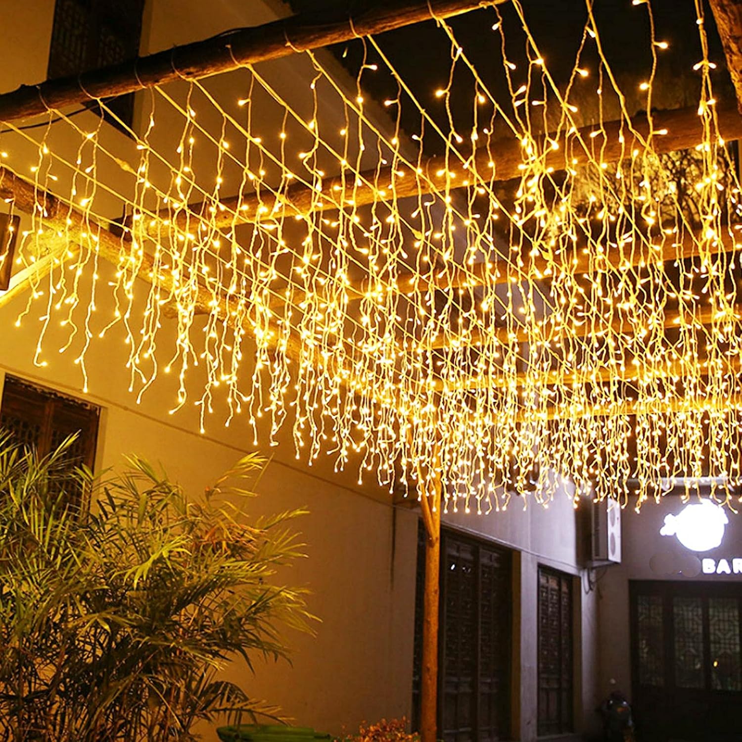 LED Icicle Lights, 8 Modes, 13FT 96 LEDs Christmas Short Curtain Fairy Hanging Ceiling Extendable Lights for Wedding