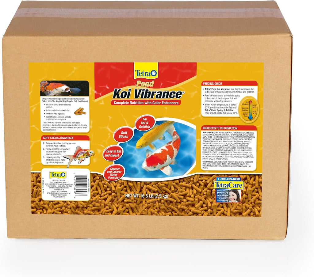 Pond Koi Vibrance Soft Sticks, Floating Pond Fish Food, 16.5 lbs