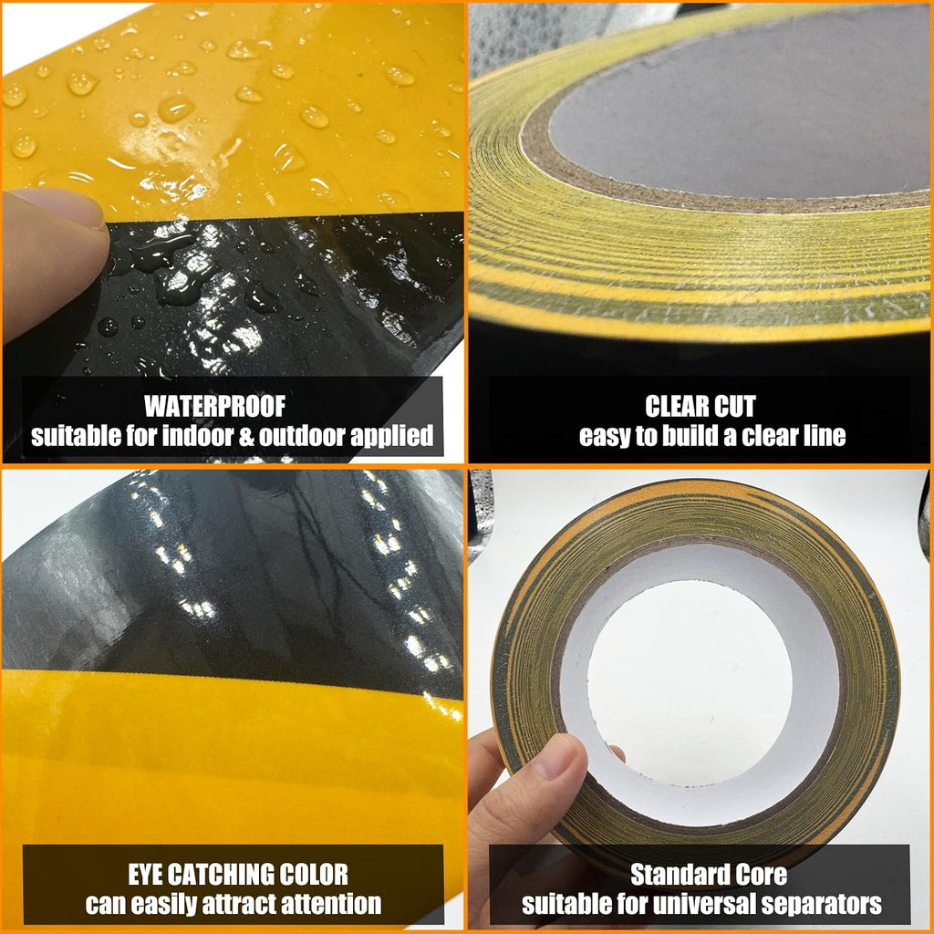 2 Inch Black & Yellow Hazard Tape, Caution Tape Roll, Safety Stripe Tape for Floor Marking, L110FT*2=220FT, Strong