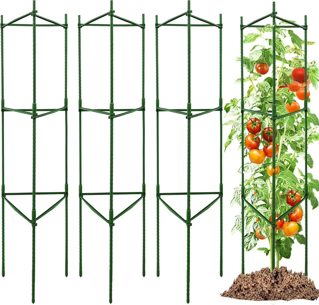 4-Pack 48-Inch Adjustable Tomato Cages, Heavy-Duty Metal Plant Support Trellis for Garden and Pots, DIY Tomato