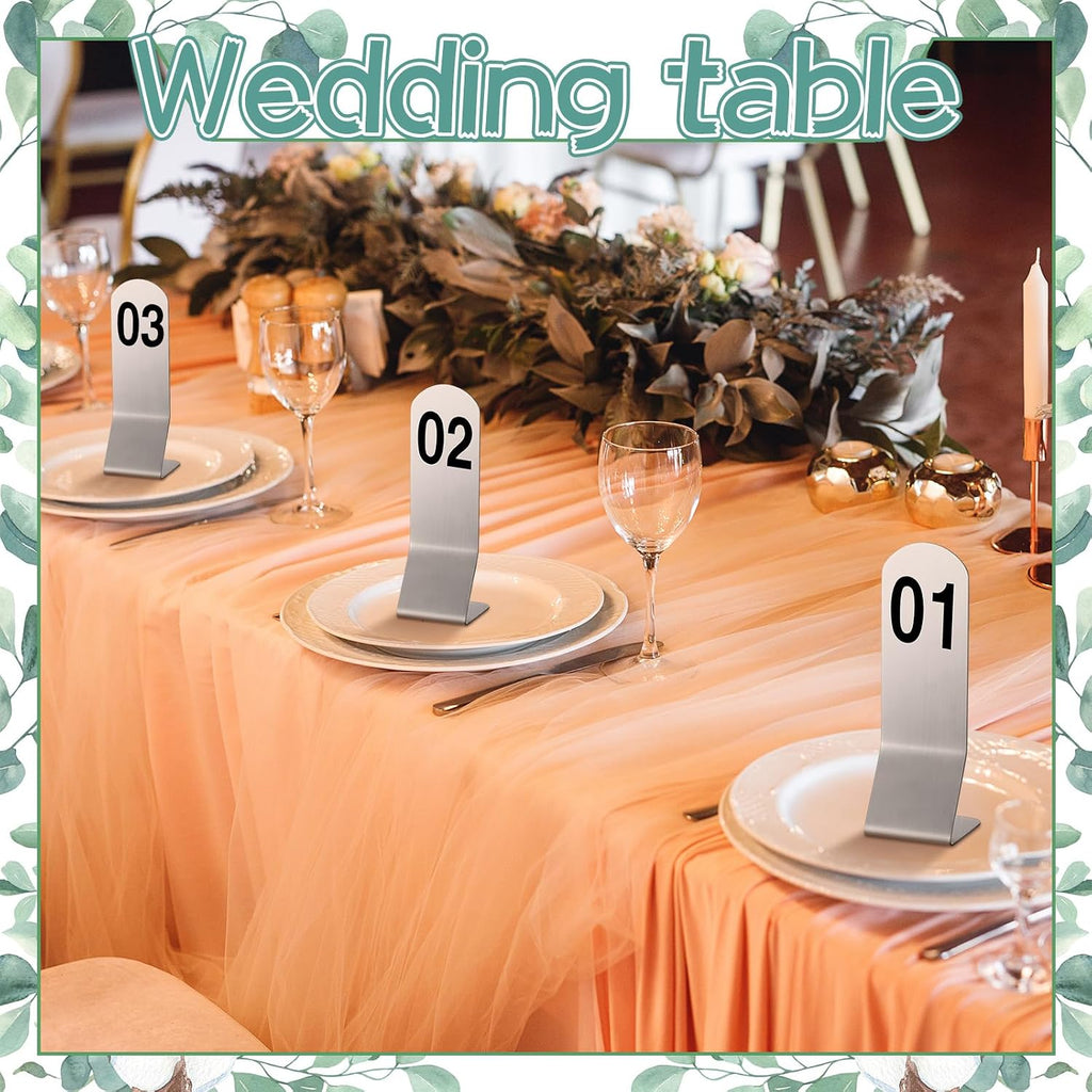1-25 Table Numbers Sliver Z Stand, Double Sided Steel Stands