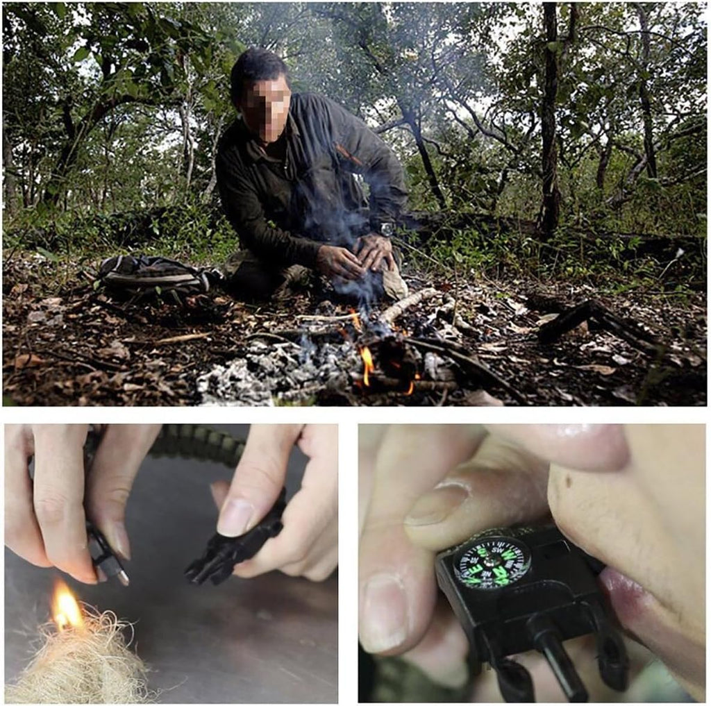 MQQC Kissmi 10 Pack Paracord Bracelet Survival Gear with Compass, Fire Starter, Whistle and Emergency Knife,Best