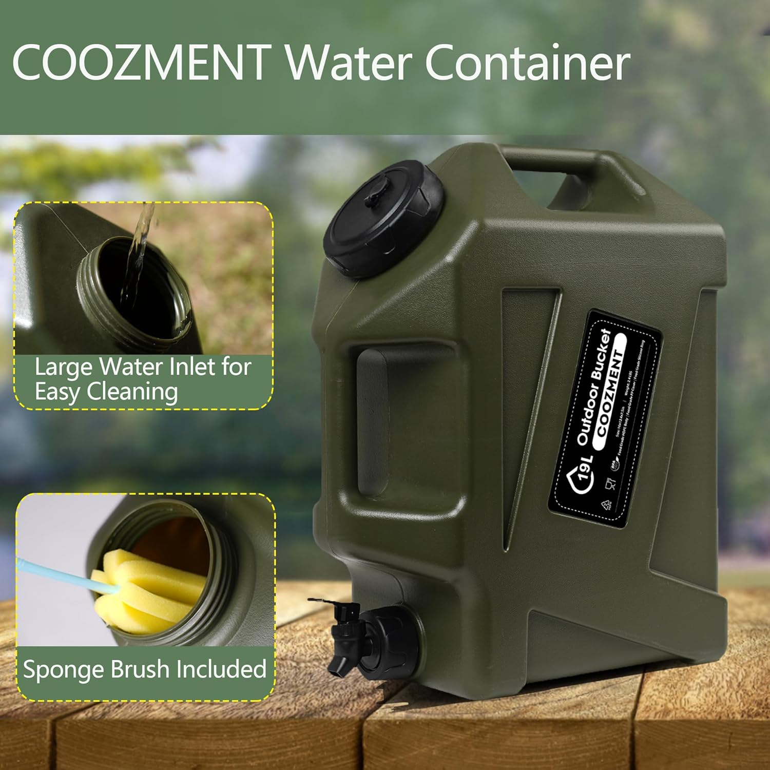 3.2 Gallon/5 Gallon Water Containers with Spigot, BPA Free Water Jug, Military Green Water Tank, Multifunction Water