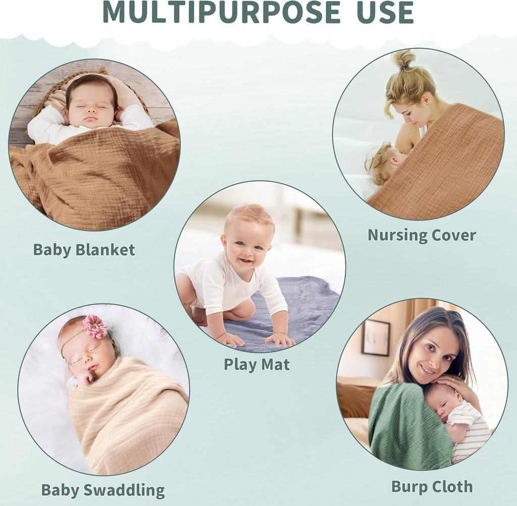 Muslin Swaddle Blankets for Newborn, 2 Pack Breathable Soft Receiving Blanket, Large 41 x 41 inches Swaddle Wrap