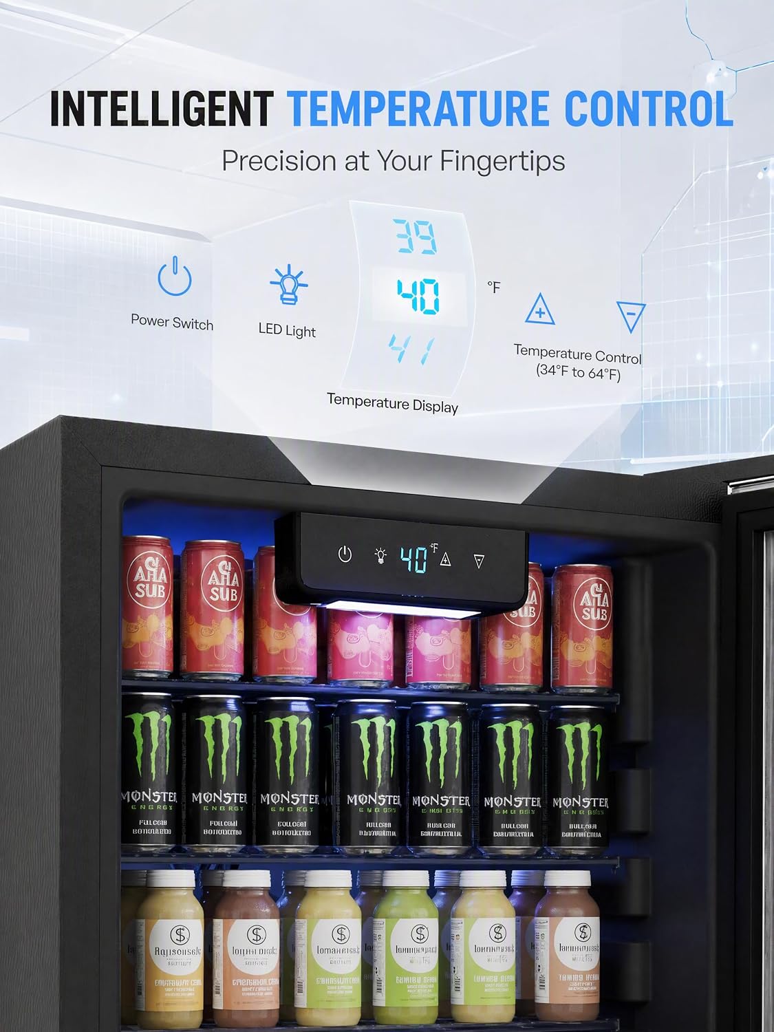 126 Can Mini Fridge, 3.2 Cu.Ft Beverage Refrigerator, Drink Cooler