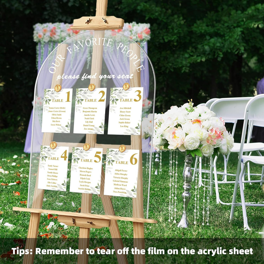 Wedding Seating Chart Board Display 24x18 Clear Welcome Sign
