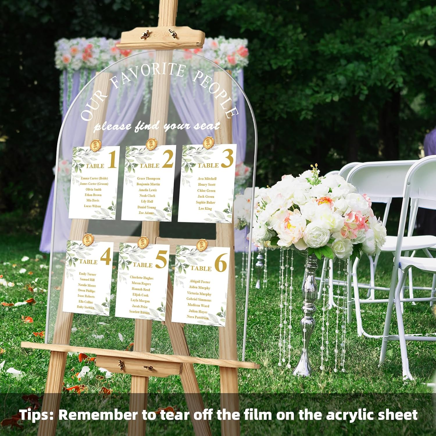 Wedding Seating Chart Board Display 24x18 Clear Welcome Sign