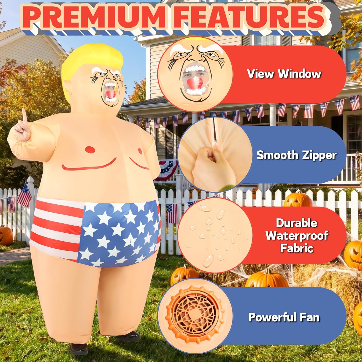 President Inflatable Costume for Adults, Funny Sumo Blow Up Costume for Halloween Party Holiday Cosplay