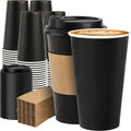 100 Pack 16 oz Disposable Coffee Cups with Lids and Sleeves