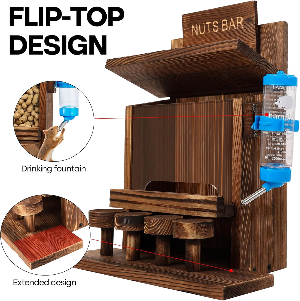 Squirrel Feeders for Outside Tree Wooden Squirrel Picnic Table Feeder for Corn Peanut Hanging Chipmunk House The Nut