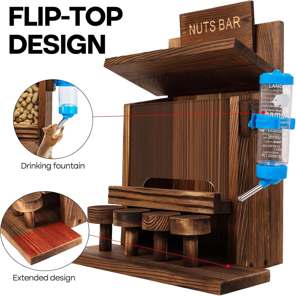 Squirrel Feeders for Outside Tree Wooden Squirrel Picnic Table Feeder for Corn Peanut Hanging Chipmunk House The Nut
