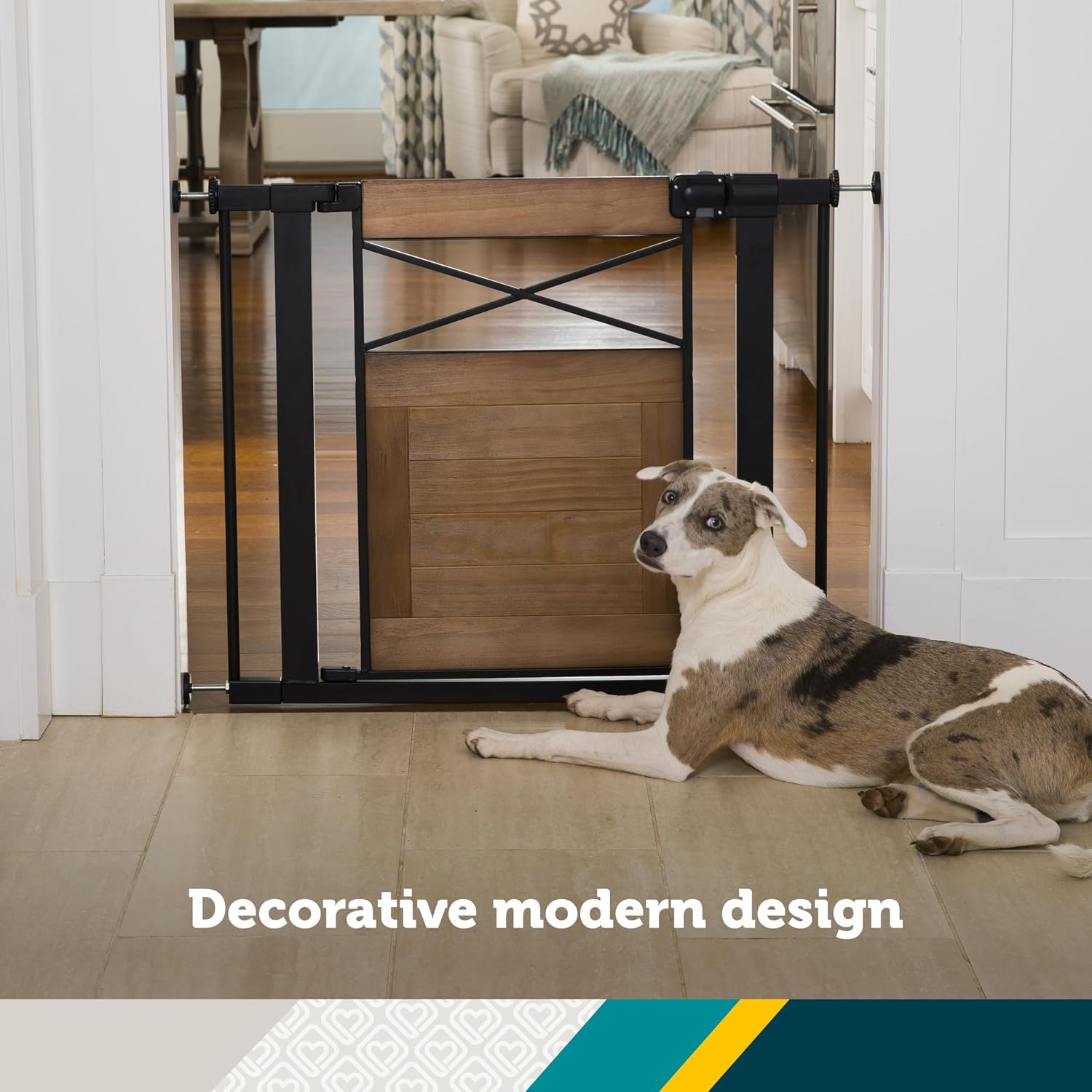 Adjustable Baby Gate for Doorways, Modern Farmhouse Style Gates for Pets, Toddlers, Babies, Children, Wood