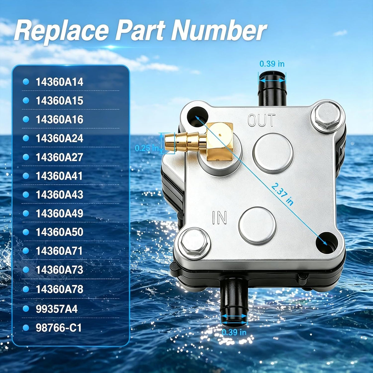 Fuel Pump Compatible with Mercury 30-300HP Outboard 2 Stroke Replace # 14360A78, 14360A73