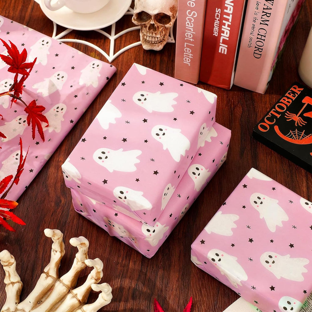 80 Sheets Halloween Tissue Paper, Light Pink Ghost, 14 x 20 Inch