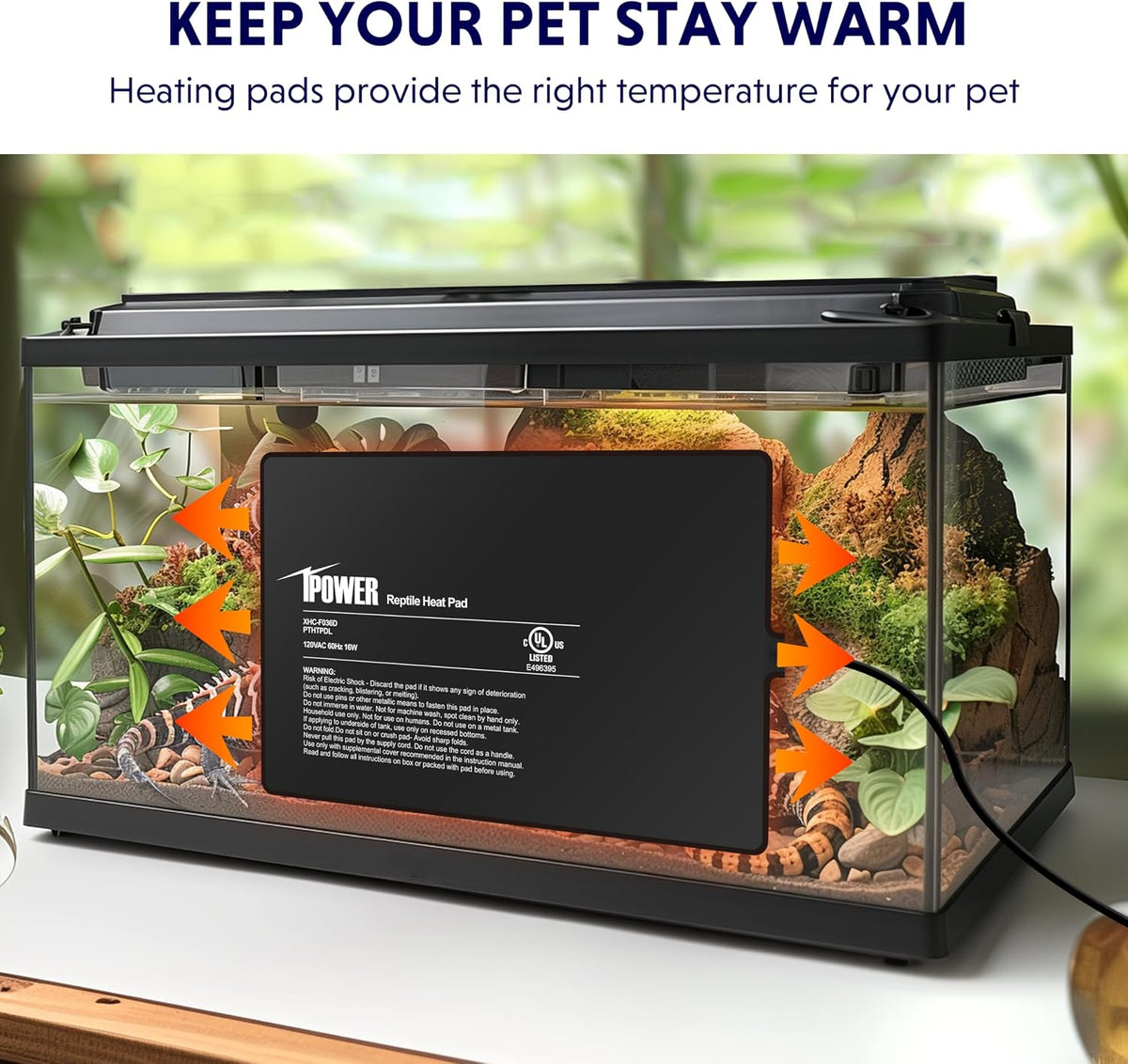 8X12 Inch Reptile Heat Pad Under Tank Heater Terrarium Warmer Heating Mat for Turtles Lizards Frogs and Other Small