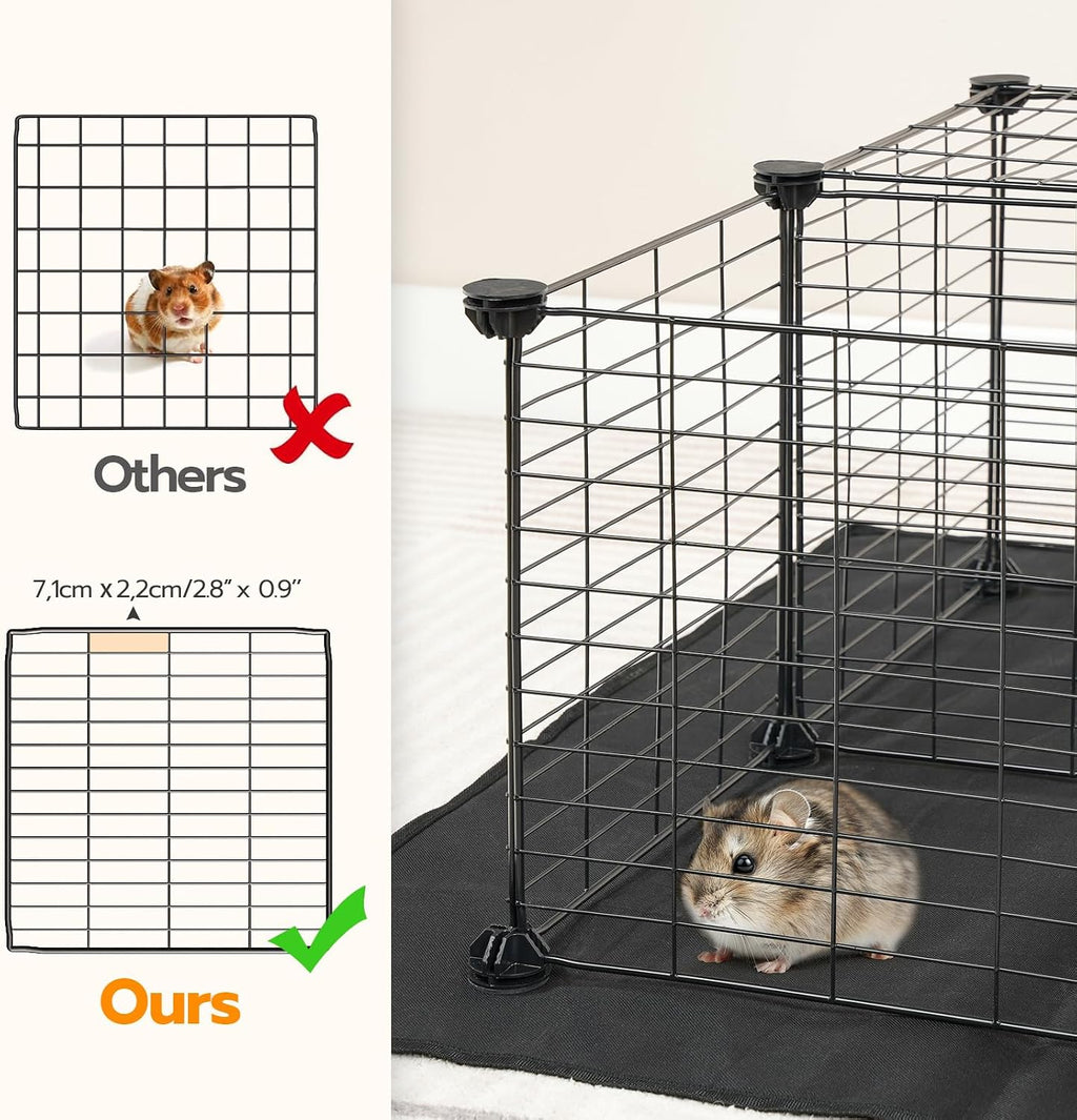 24 Panels Guinea Pig Cage with Waterproof Mat and Ramp, 57" x 31.5" x 23.6" Loft Design Small Animal Playpen, Rabbit