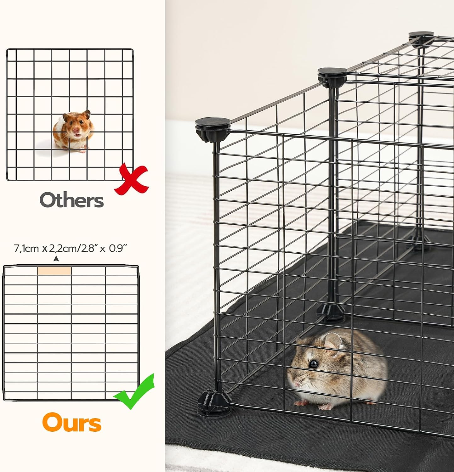 24 Panels Guinea Pig Cage with Waterproof Mat and Ramp, 57" x 31.5" x 23.6" Loft Design Small Animal Playpen, Rabbit