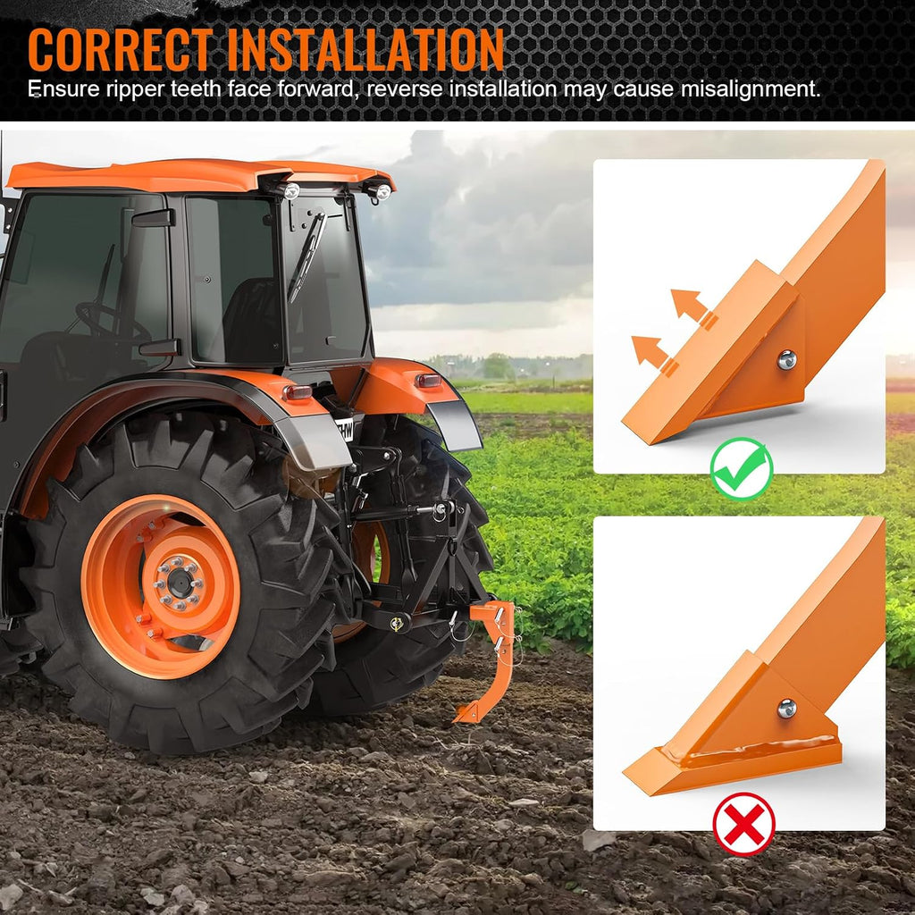 Hitch Mounted Trencher Orange for 2" Receivers, Hitch Lawn Trencher, Middle Buster Plow for CAT 0&1 Tractors, 3 Point
