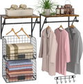 Laundry Room Shelves Wall Mounted with Wire Baskets, Over the Washer and Dryer Shelf with Clothes Drying Rack, Wire