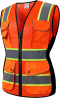 Women Hi-Vis Reflective Safety Vest | Neon Color body Sewed Reflective Strips Breathable Lightweight