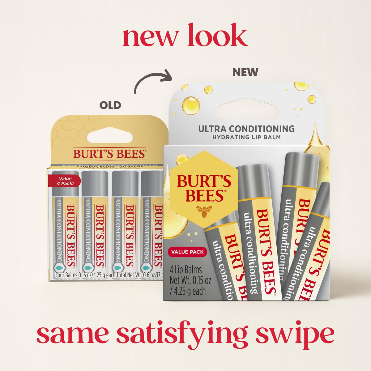 Lip Balm, Moisturizing Lip Care, 0.15 oz., 4 Tubes