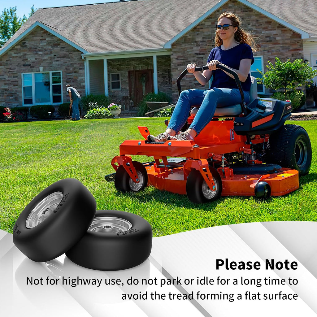 13x6.50-6 Flat Free Lawn Mower Tire and Wheel for Zero Turn Mower | Universal 3/4", 5/8", 1/2" Bearings, 500Lbs Load