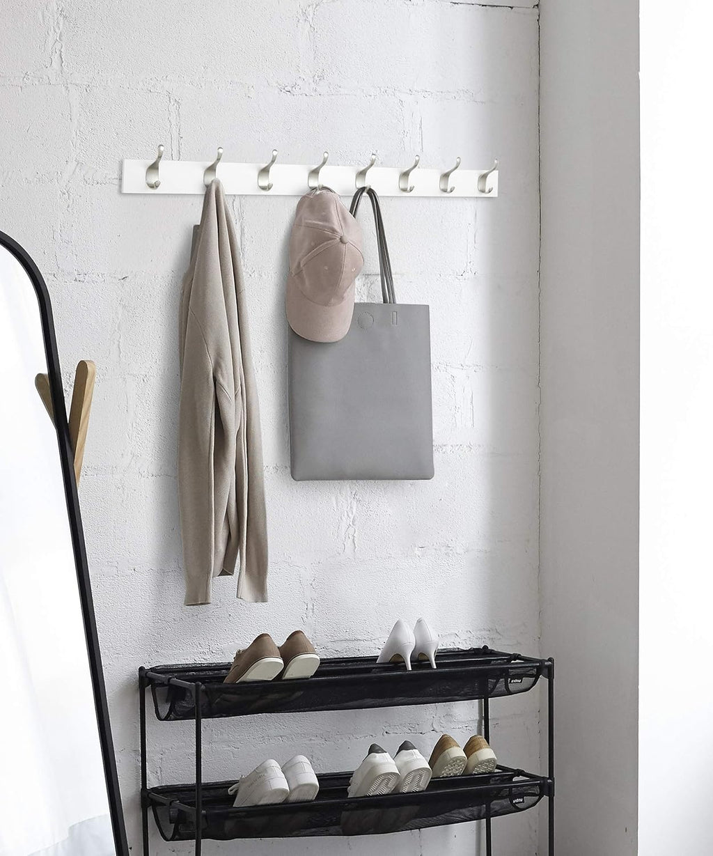 Wall Mounted Modern Coat Rack for Entryway and Bedroom with Versatile Storage Hooks, Rectangular, 8-Hook, White |
