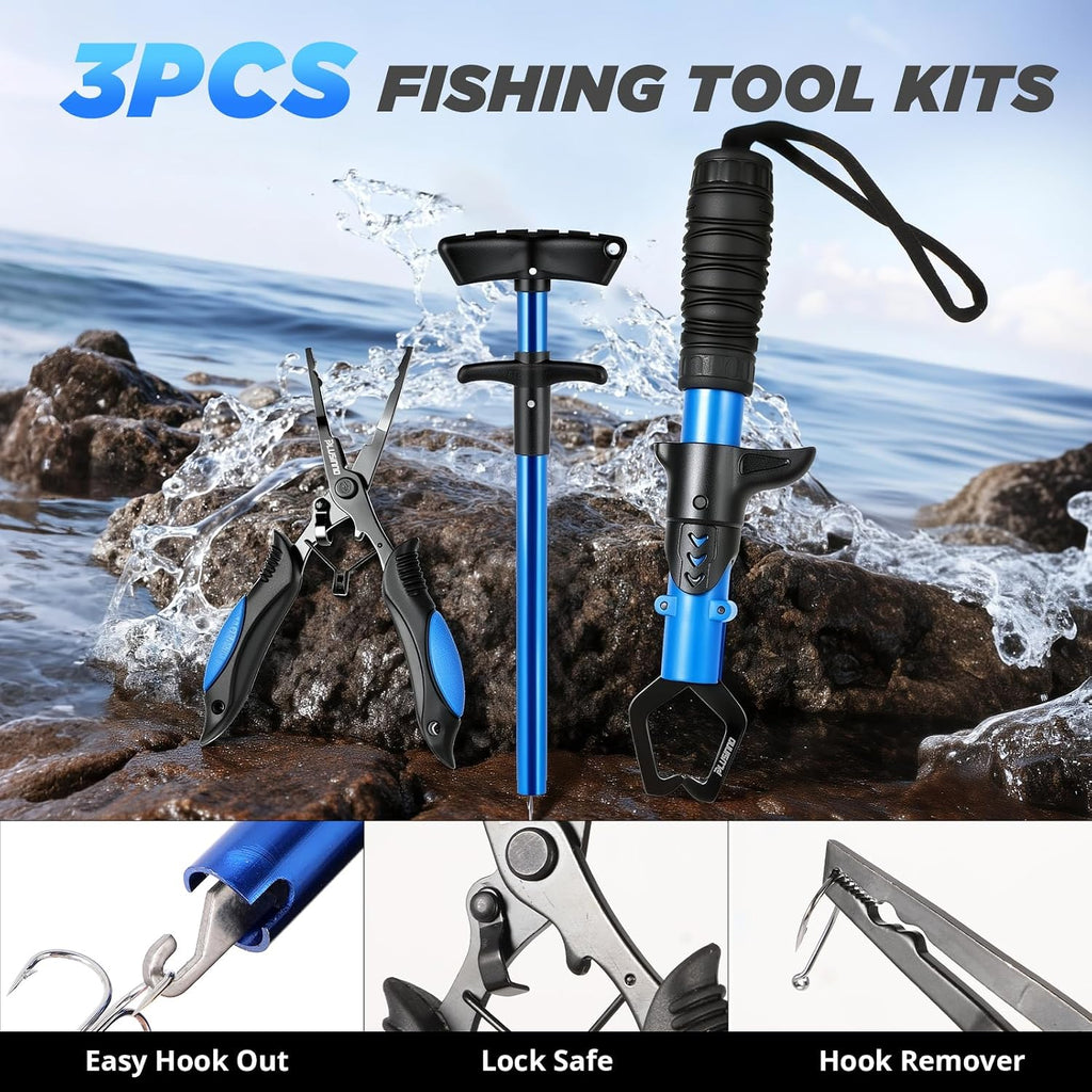 Fishing Backpack with Fish Rod and Reel Combos Tackle Boxes, Waterproof Tackle Backpack for Fishing Gear with Rod