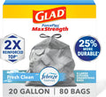 ForceFlex MaxStrength XL Kitchen Trash Bags, 20 Gal, Fresh Clean, 80 Ct (Package May Vary)