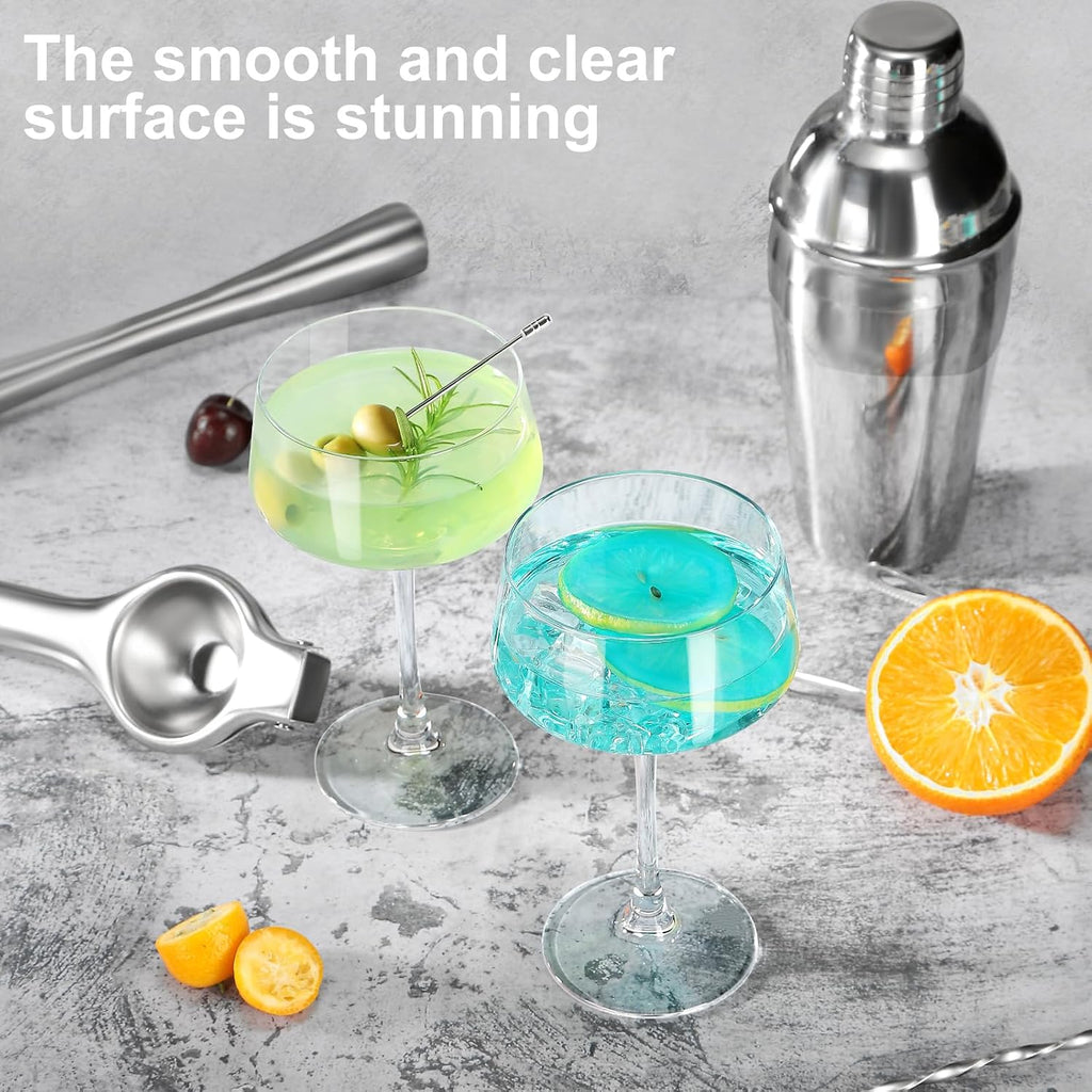 Martini Glasses Set of 6, 8 oz Premium Crystal Coupe Glasses