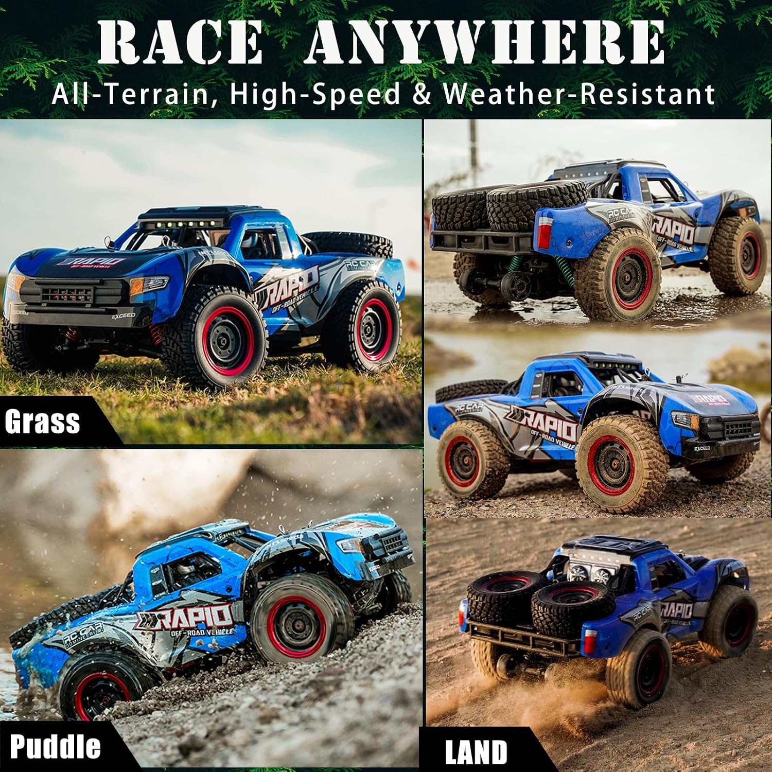 RC Cars 1:14 RC Truck 30 MPH 4WD Remote Control Car All Terrain Trophy Car for Adults Boys Teens Fast Off-Road RC