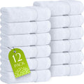 Wealuxe White Washcloths 12 Pack - 600 GSM 100% Ring-Spun Cotton Wash Cloths for Showering, Highly Absorbent and Soft