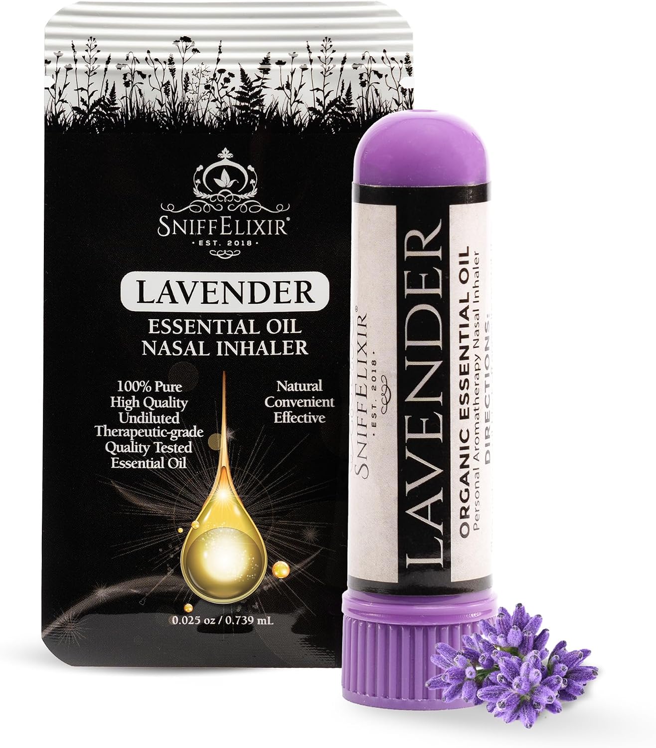 Lavender Essential Oil Aromatherapy Nasal Stick Vapor Inhaler for Sleep Aid, Meditation, Relaxation - USA Made with