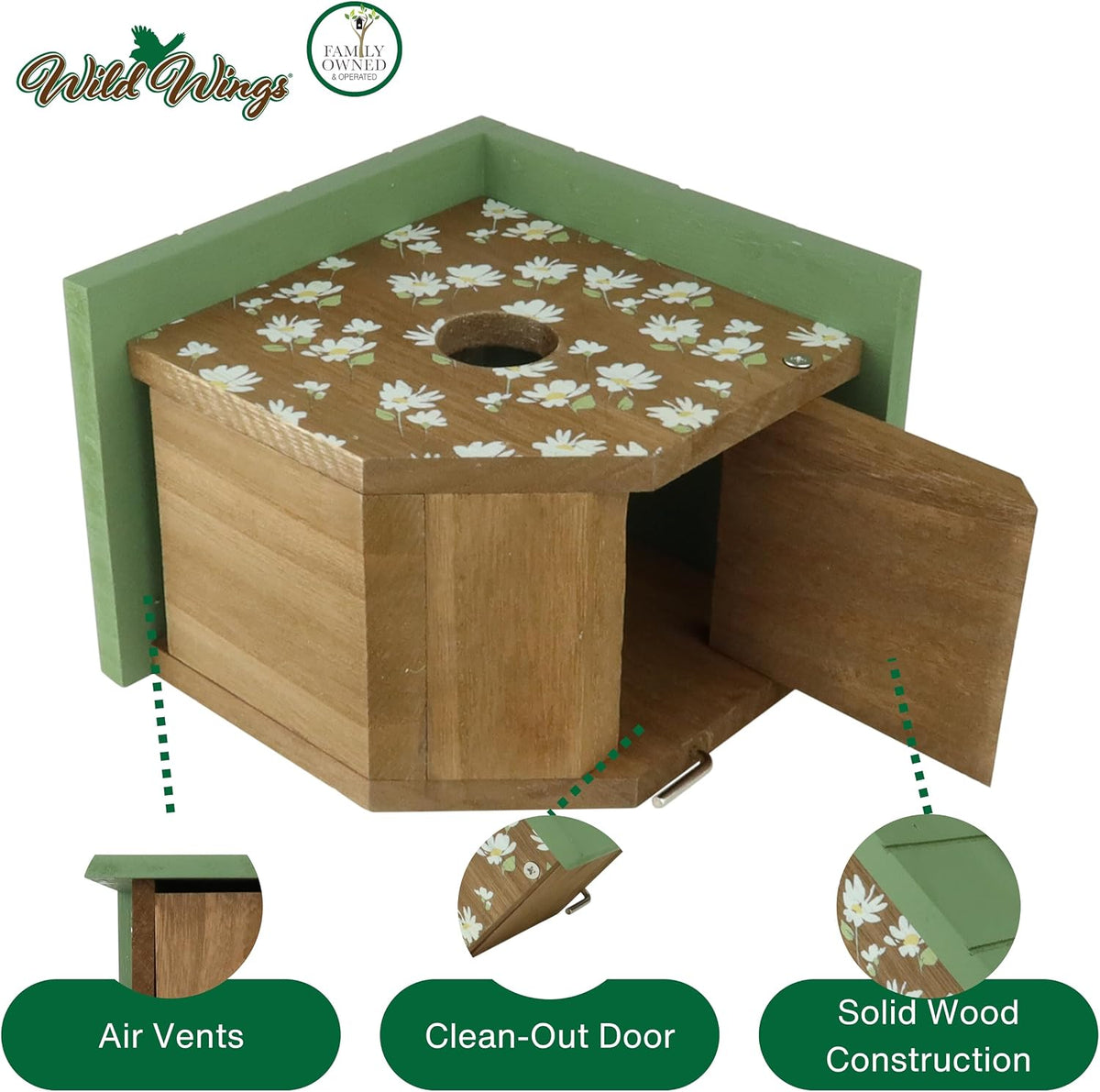 Decorative Wren House Springwood Daisy, Green