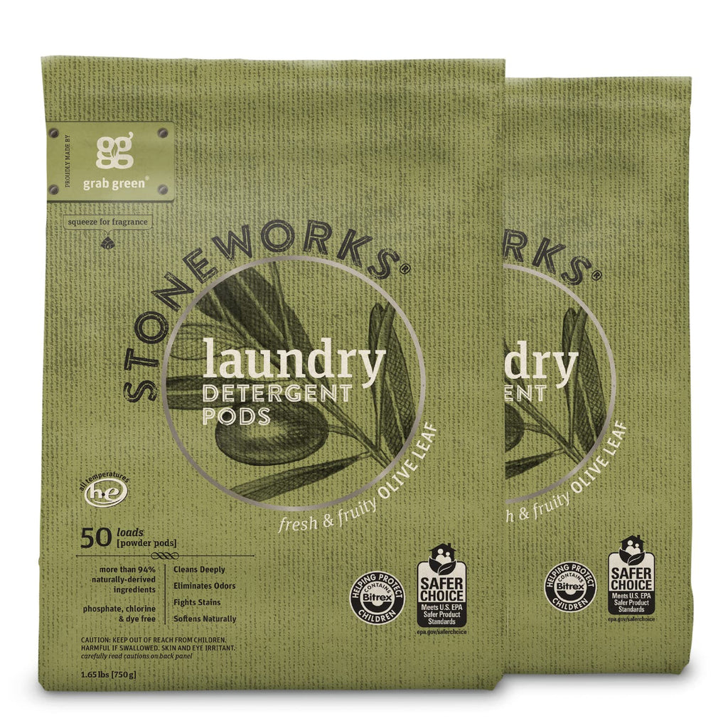 Stoneworks Laundry Detergent Pods, 100 Count, Olive Leaf